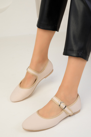 SOHO Beige Matte Satin Women's Ballerinas 18547