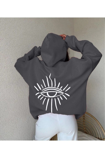Machetta Φούτερ με στάμπα ματιών Unisex Oversize με κουκούλα - Plus Size