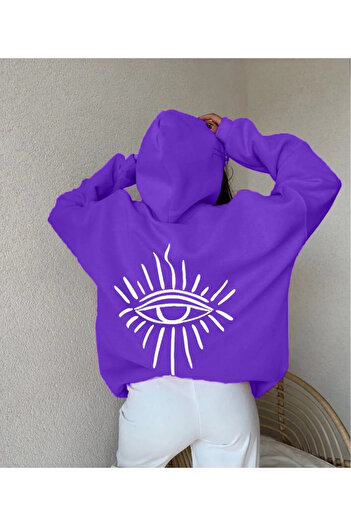 Machetta Φούτερ με στάμπα ματιών Unisex Oversize με κουκούλα - Plus Size