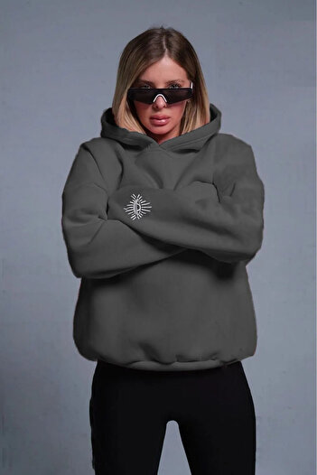 Machetta Φούτερ με στάμπα ματιών Unisex Oversize με κουκούλα - Plus Size