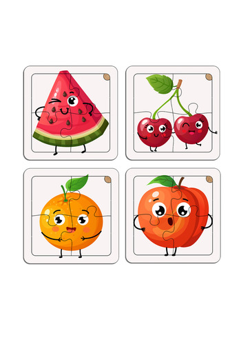 kutuTR Çocuklar Için Eğitici Ve Öğretici Ahşap 8 Li 4 Parçalı Meyveler Mini Puzzle Set 8'li Set 3