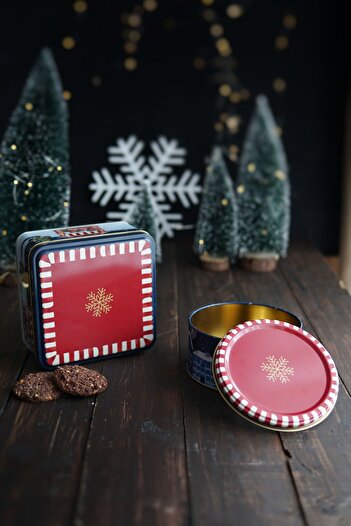 EVLE New Year's Themed Decorative Metal Box Set of 2, Tart Erb526r