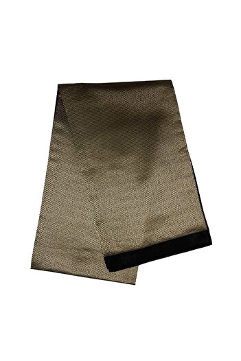 BIES Unisex Gold Stripe Patterned Satin Thin Cashmere Textured Warm Soft Winter Scarf - gift