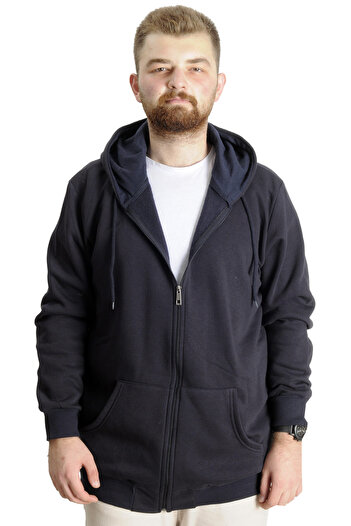ModeXL Ανδρικό φερμουάρ με κουκούλα Outsider 23547 - Navy Blue, Large