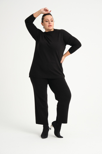 garajmood Black Knitwear Sweater-Pants Plus Size Set