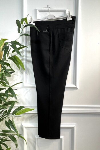 Aşkı Endam Large Size Wonderful Pipe Leg Four Pocket Dumbbell Trousers - Black