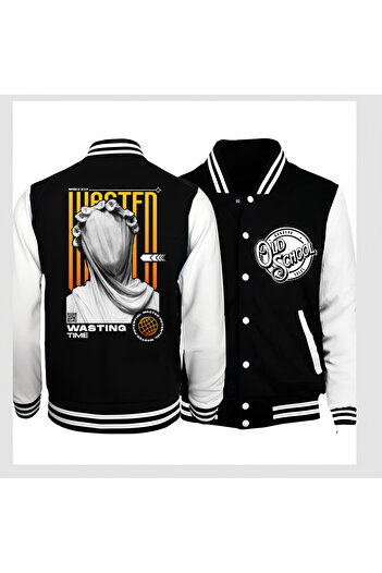 Edizen Διπλής όψης εμπριμέ Wasted 2024 Oversize Premium College Jacket 100% βαμβάκι