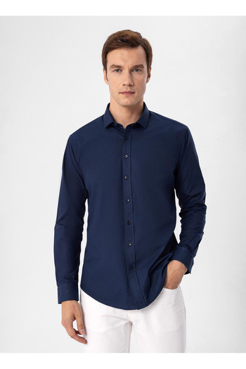SÜVARİ Süvari Slim Fit Klasik Yaka Düz Lacivert Erkek Gömlek GM1007100558