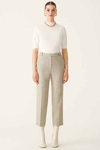 Perspective Hembly Regular Fit Ankle Length High Waist Gray Color Women's Trousers