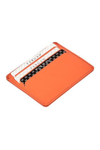 Tergan Orange Leather Unisex Card Holder 01050l6c