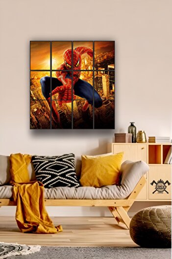 ahşap dünyam 12 parça Spiderman Yeni Dev Boy Mdf tablo Duvar Süsü Hediyelik Eşya (170cm x 90cm)