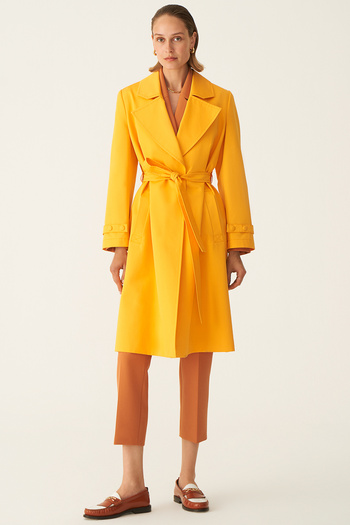 Perspective Anderson Regular Fit Men's Collar Below Knee Tangerine Color Women's Trench Coat