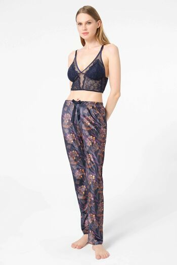Anıl 5680 Morning Gowns, Bralets and Trousers Set Navy Blue