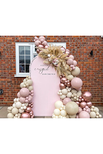 Çemrek Süs Parti Rose gold chrome pink bush balloon chain set 60 PCs balloons
