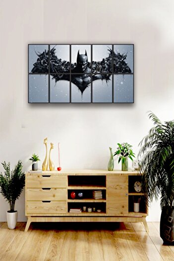 ahşap dünyam 8 parça Puzzle Batman Kanat Dev Boy Mdf tablo Duvar Süsü Hediyelik Eşya (125cm x 85cm)