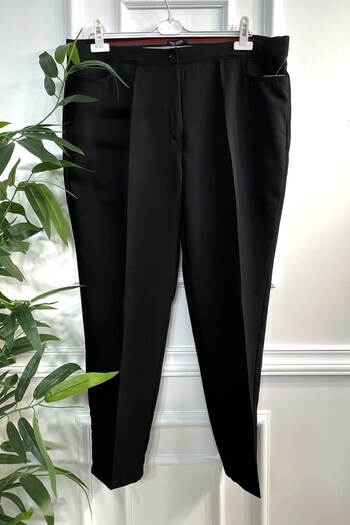 Aşkı Endam Large Size Wonderful Pipe Leg Four Pocket Dumbbell Trousers - Black