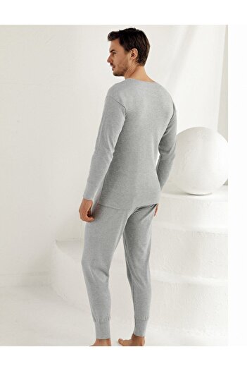 Şahinler Men's Gray Long Cuffed Thermal Bottom Me017-Gr