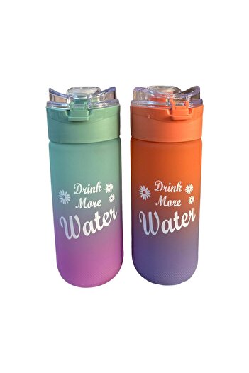 Live House Double Motivational Glass Water Bottle Water Bottle 500 ml Bpa Free Blue And Orange