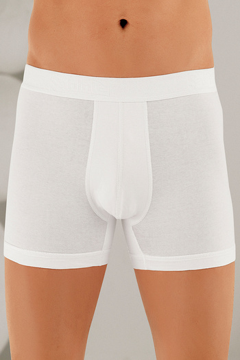 Şahinler Men's White Lycra Boxer with Text Bag ME031