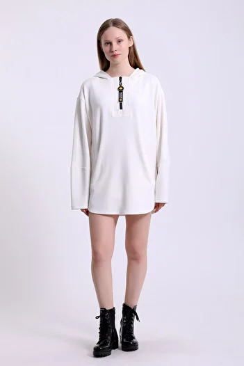 WESTBRAND Zippered Neckline Detailed Side Pocket Tunic 100% Cotton
