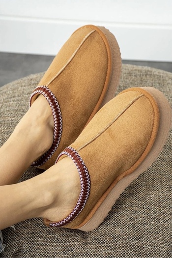 MODASİVA New Season Very Comfortable Very Light Women's Daily Slippers Thick Flat Sole Suede Cinnamon