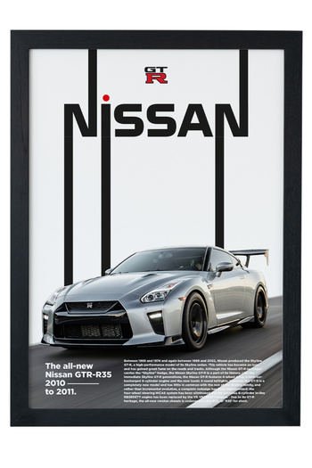 gxe.art Nissan Gtr R35 | Özel Tasarım | Siyah Çerçeveli Tablo Poster
