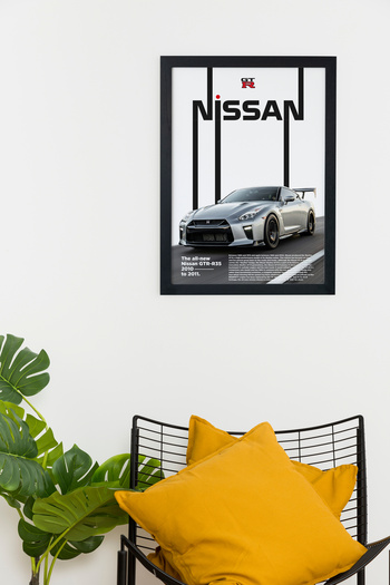 gxe.art Nissan Gtr R35 | Özel Tasarım | Siyah Çerçeveli Tablo Poster