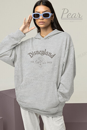 Pear Wear Світшот з капюшоном oversize з принтом Disneyland для жінок, 3 нитки, шардон