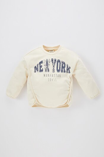 DeFacto Baby Girl Crew Neck Printed Soft Inside Sweatshirt B9639A523Wn