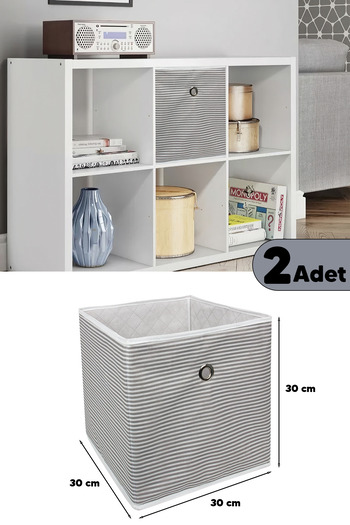 Pazar Kapısı 2 Pieces Shelf Organizer Storage Box Gray 30 X 30 X 30
