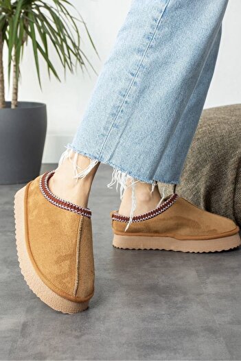 Öner Shoes Femei Sezon nou Foarte confortabil Foarte ușor Zilnic A Papuci de calitate A talpă groasă Talpă plată Căprioară, bronz