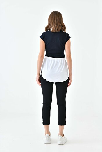 mirach Λευκό T-Shirt με στρογγυλή λαιμόκοψη - Εσωτερική φούστα με ελαστική επένδυση με σκίσιμο στρίφωμα