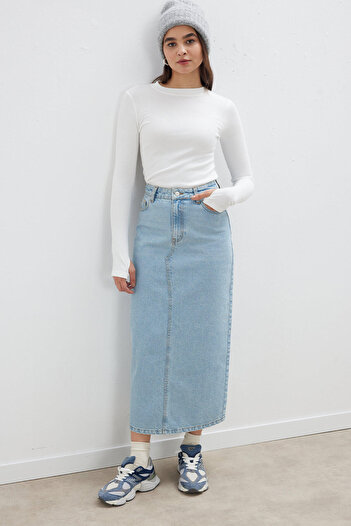 Manuka DENIM PENCIL SKIRT LIGHT BLUE