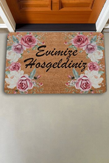 Valerine Life Red White Wreath Roses Welcome Door Mat 45x70cm