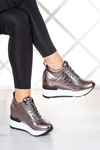 Erkan Saçmacı Maria Gray Vegan Hidden Wedge Sneakers