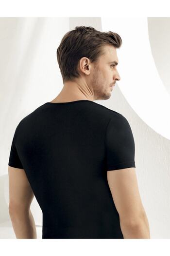 Şahinler Men's Black Short Sleeve Undershirt Me069