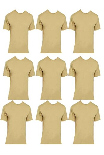askerpaketi 9 Pack Military Half Sleeve Undershirt Khaki Color
