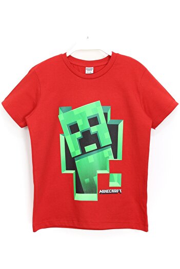 MINECRAFT Boy's Red Printed T-shirt