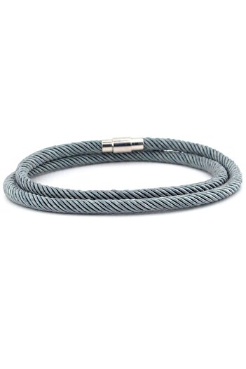 Solfera Men's Gray Colored Two Row Wrapped Magnet Knitted Rope Bracelet M007t