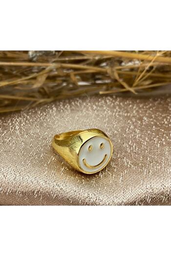 Markiz Takı White Smile Ring - Adjustable