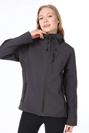 GHASSY CO. Women's Water Windproof Softshell Dark Gray Sport Coat