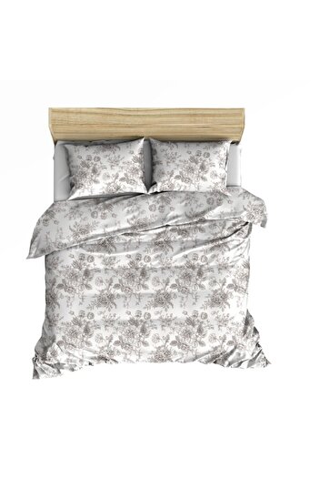 makiteks 100% Cotton Soloi Gray Double Duvet Cover and Pillowcase Set