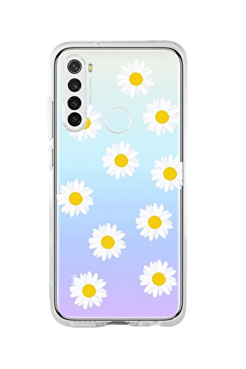 mooodcase Redmi Note 8 Compatible Premium Transparent Silicone Case with Spring Daisies Pattern