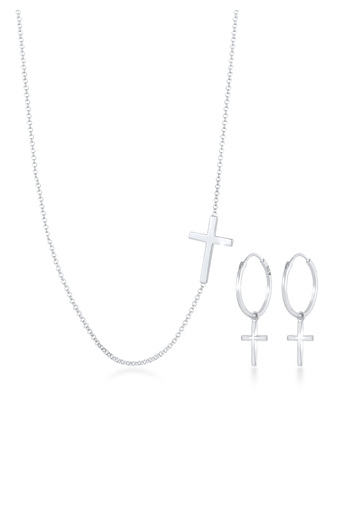 ELLI Schmuckset Kette Ohrringe Kreuz Religion Glaube 925 Silber