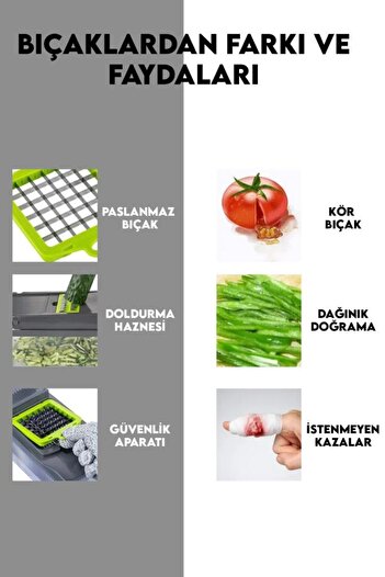 MUJGAN 13 Parça Hazneli Sebze Doğrayıcı Dilimleyici