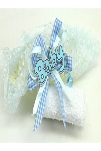 Kazanabil 12Lİ BABY YAZILI HEDİYELİK BEBEK MEVLÜT HAVLUSU MAVİ