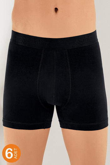 Şahinler Men's Black Lycra Boxer Set of 6 Tme031