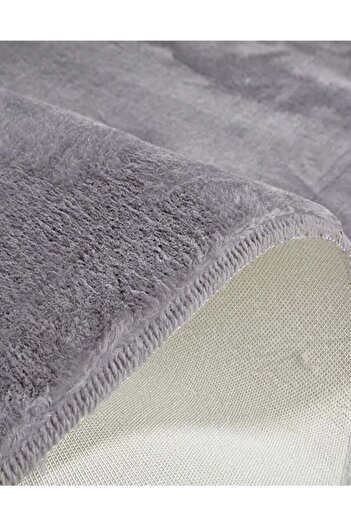 Raschel Carpet Kesme Yolluk Kaymaz Taban Yumuşak Peluş Halı Açık Gri
