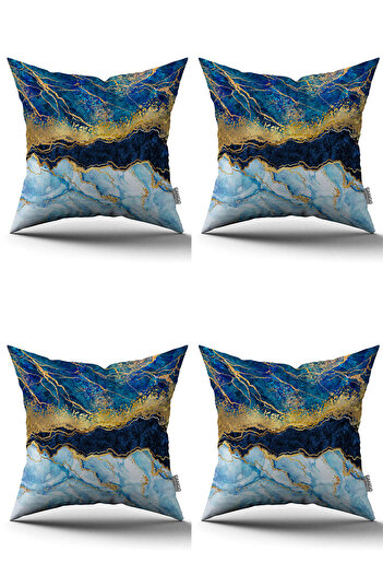 Cango Home Blue Yellow Abstract Patterned I'M Shredded Pillow Case Set of 4 4Kmbs-Ylms95