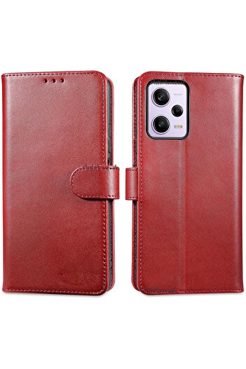 m.tk moveteck Xiaomi Redmi Note 12 Pro 5g Kılıf 360 Tam Kaplar Deri Dokulu Kapaklı Cüzdan Standlı Kartvizitli Tank